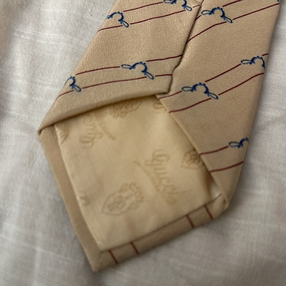 Vtg GUCCI Logo Silk Neck Tie - Picture 5 of 5
